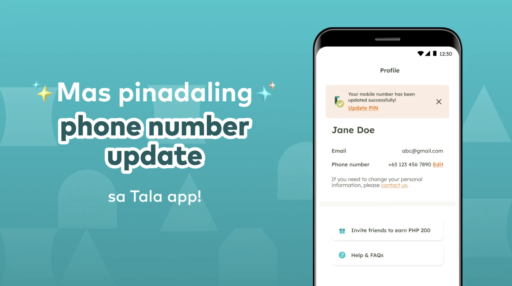 Tala Example Mas pinadaling phone number update sa Tala app - Tala Philippines