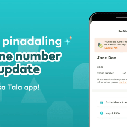 Mas pinadaling phone number update sa Tala app